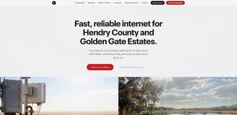 Homepage of Streamline Internet (streamlineisp.com), managed by ISP Hyperdrive